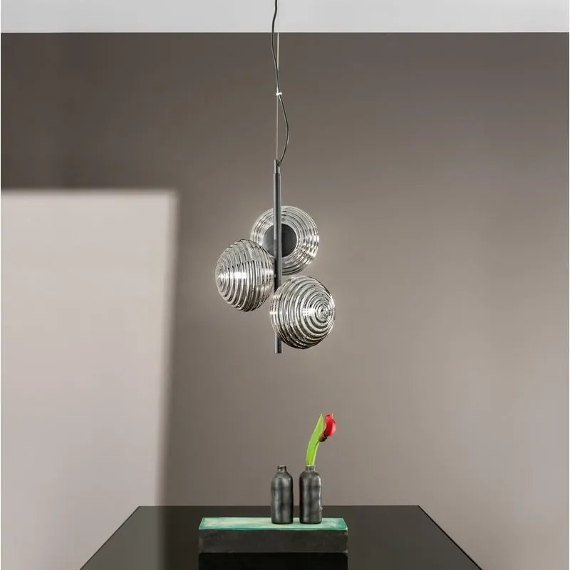 Lampadario Glamour Ripple nero 3x E27 Ø32.5cm LUCE AMBIENTE DESIGN