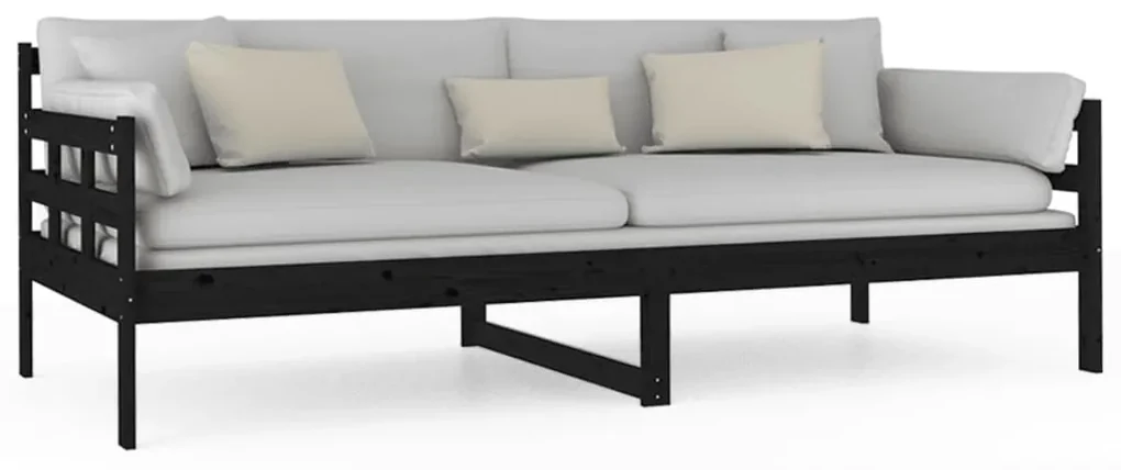 Dormeuse nera in legno massello di pino 90x200 cm