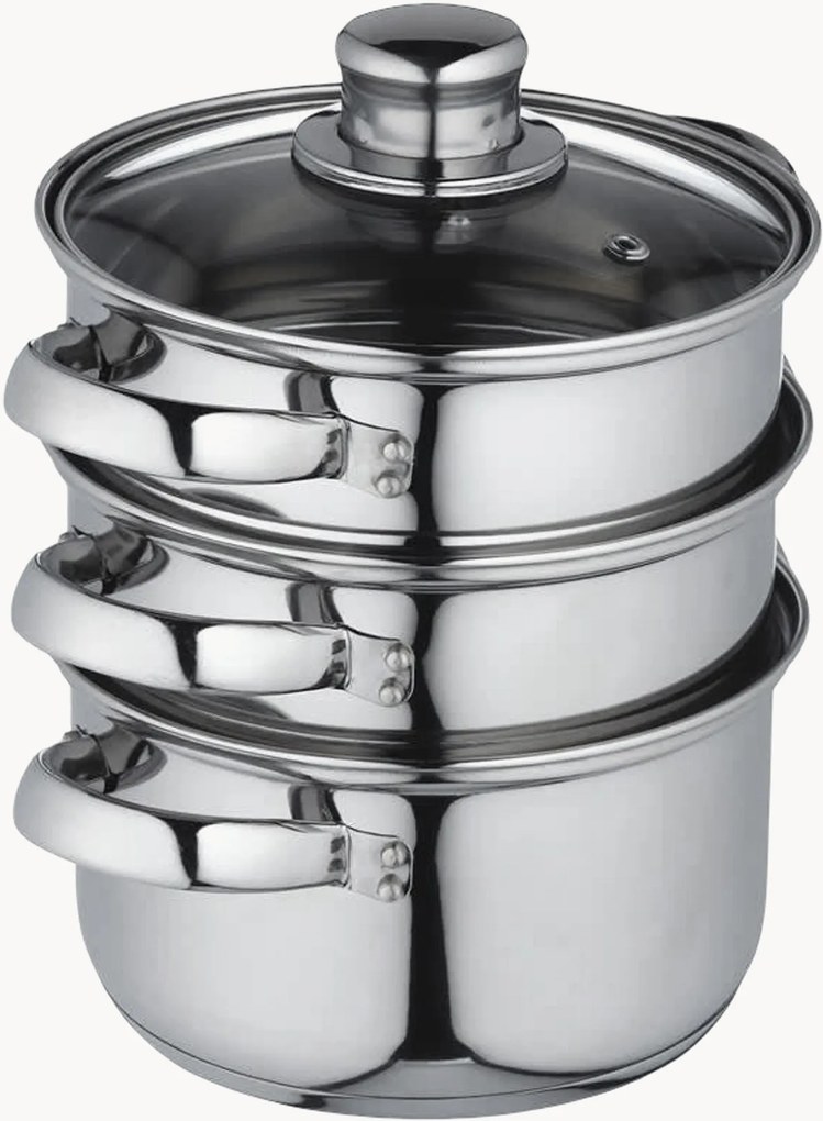 Vaporiera a tre piani con coperchio Lucy