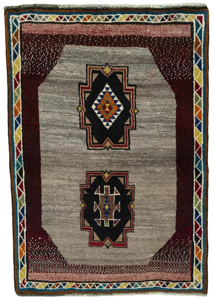 Gabbeh Tappeto 100 x 140 Nero (Iran) Annodato A Mano