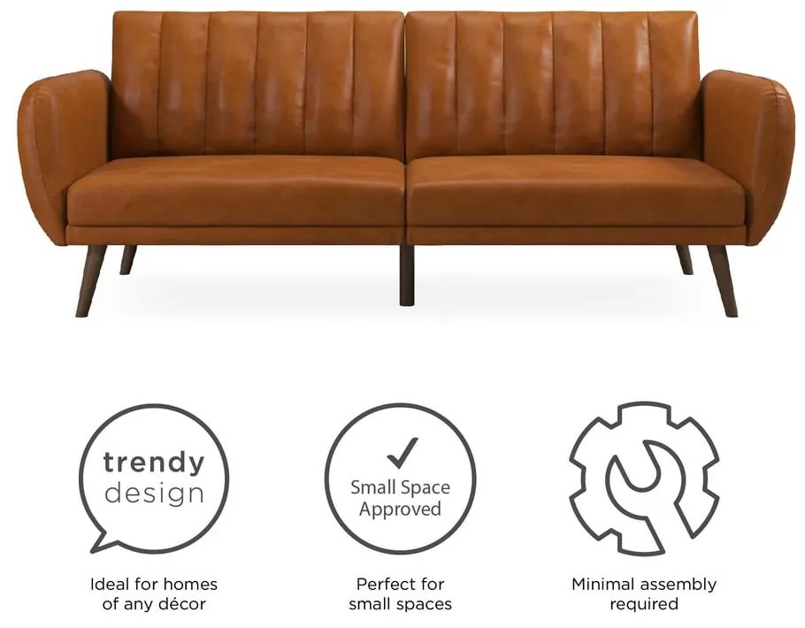 Divano letto arancione in similpelle 207 cm Brittany - Novogratz