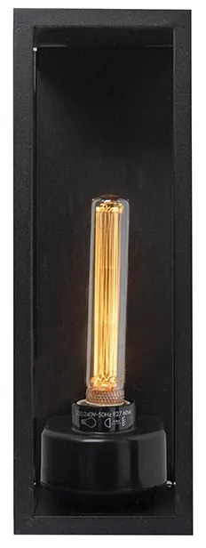 Lampada da parete esterna rettangolare moderna nera con vetro - Rotterdam Long
