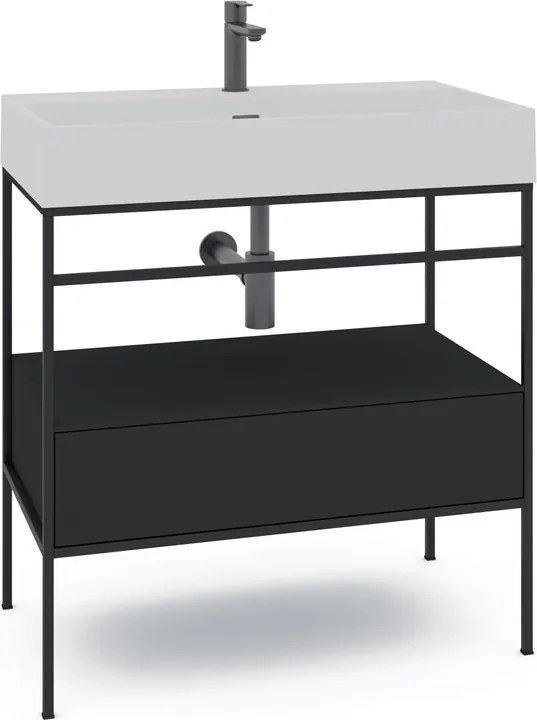 Mobile bagno da terra con lavabo L 60 x H 89 x P 45.5 cm nero per vasca centrale Outline