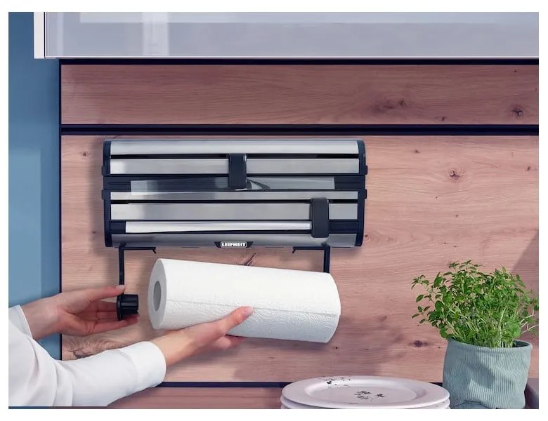 Porta pellicola e alluminio da parete da parete argentato in metallo Parat Royal – LEIFHEIT