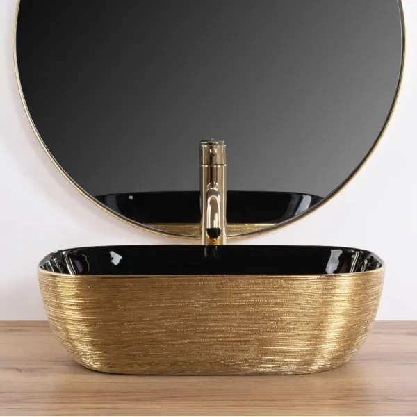 REA-U8780 - Lavabo da appoggio BELINDA 33x46,5 cm ceramica/nero/dorato