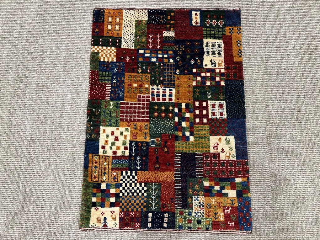 Loribaft Tappeto 90x60 Verde (Iran) Annodato A Mano