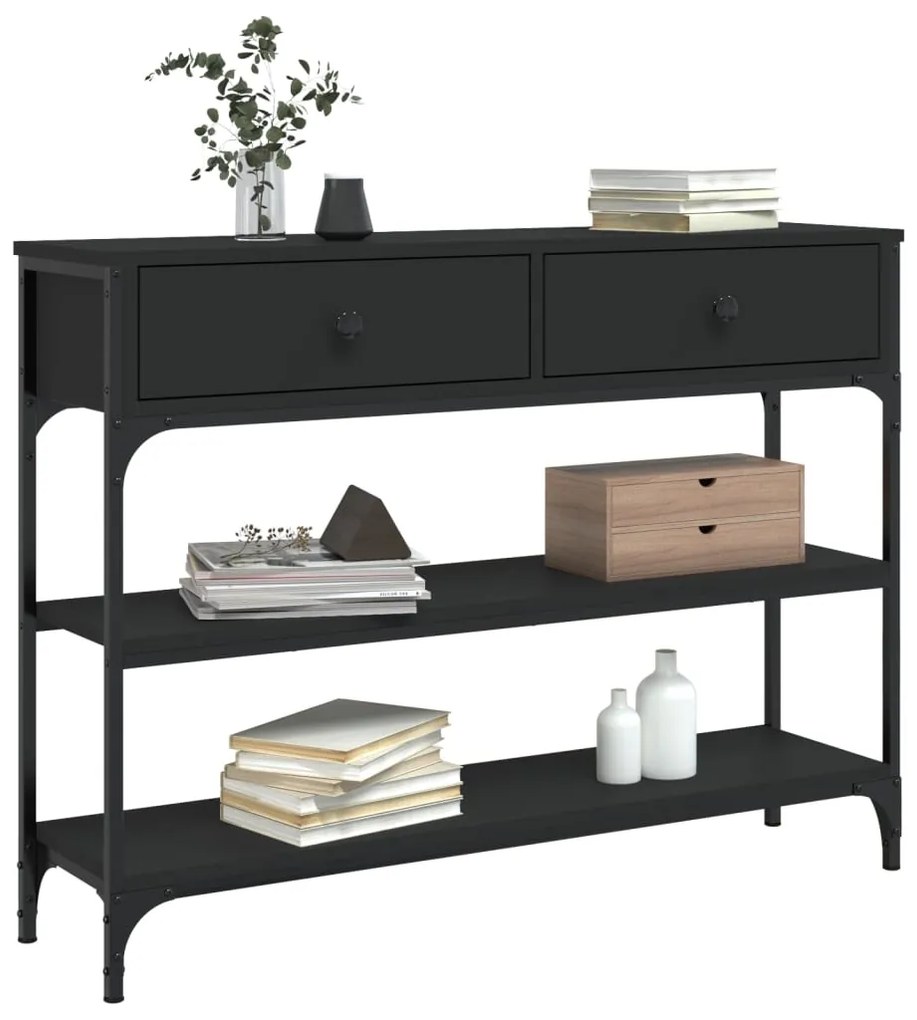 Tavolino consolle nero 100x25x75 cm in legno multistrato