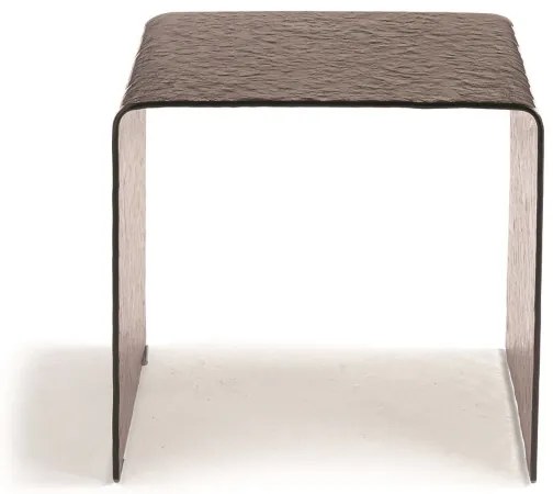 Tavolino salotto in vetro temperato effetto martellato bronzo - PLINIO