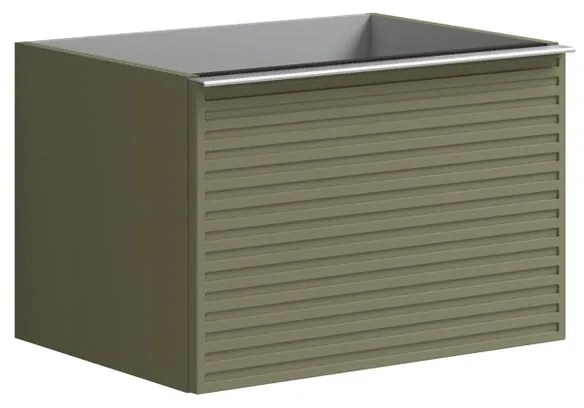 Mobile da bagno sotto lavabo Pixel stripes frontale verde salvia e maniglia alluminio brillante laccato opaco L 60 x H 40 x P 45.5 cm 2 cassetti, lavabo non incluso