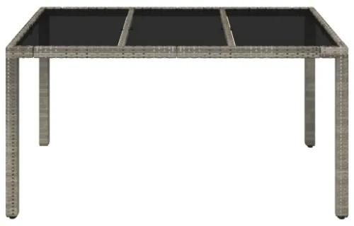 Tavolo da Giardino Piano in Vetro Grigio 150x90x75cm Polyrattan