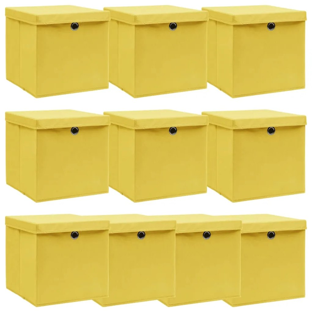 Scatole Con Coperchi 10pz Gialle 32x32x32 Cm Tessuto /