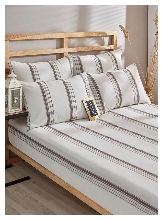 Lenzuolo matrimoniale in cotone marrone-beige 200x220 cm - Mila Home