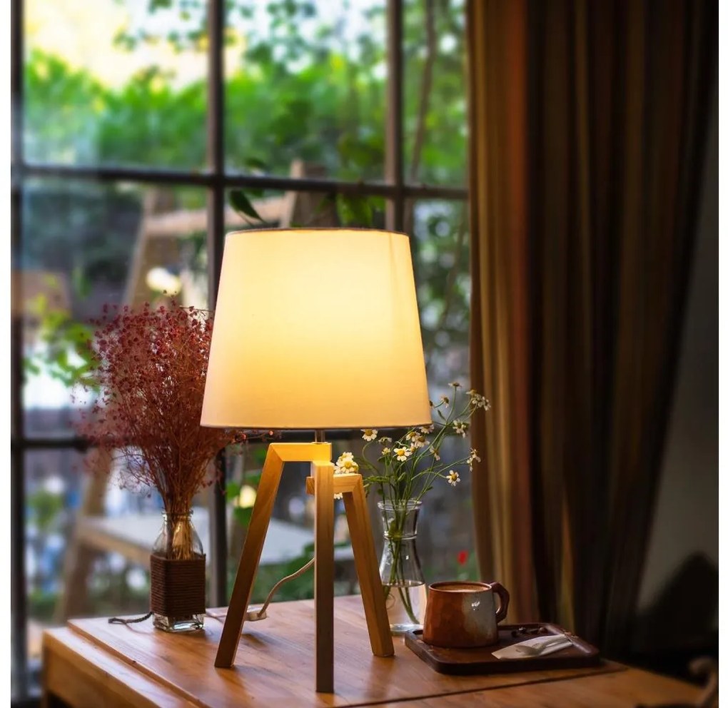 Aigostar - Lampada da tavolo in legno di pino 1xE27/60W/230V