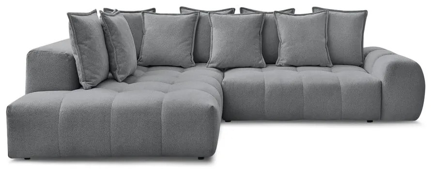 Divano angolare grigio scuro allungabile e con contenitore (penisola a sinistra/a L) con rivestimento in ciniglia Everest – Bobochic Paris