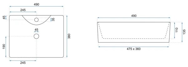 REA-U6524 - Lavabo da appoggio KELLY 38x49 cm ceramica/bianco lucido