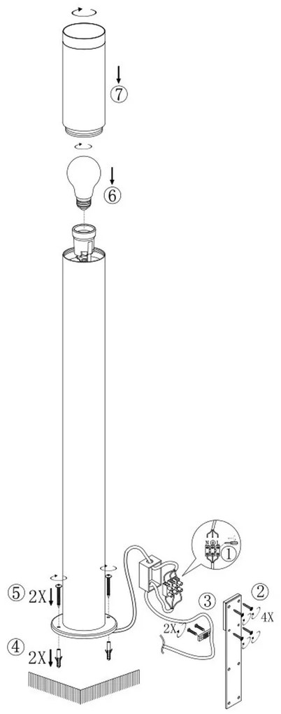 Paletto da Giardino Nero 100cm DarkLight Acciaio INOX base E27 Colore Nero