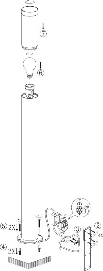 Paletto da Giardino Nero 100cm DarkLight Acciaio INOX base E27