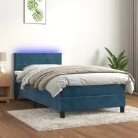 Letto a Molle con Materasso e LED Blu Scuro 100x200 cmcod mxl 122854