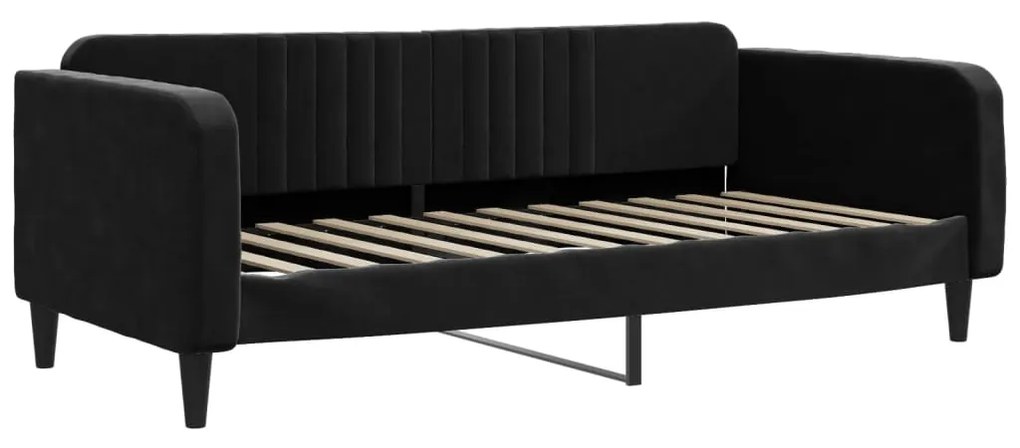 Divano letto estraibile con cassetti nero 90x200 cm in velluto