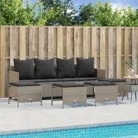 Set Divano da Giardino 5pz con Cuscini Grigio Chiaro Polyrattan 3261562