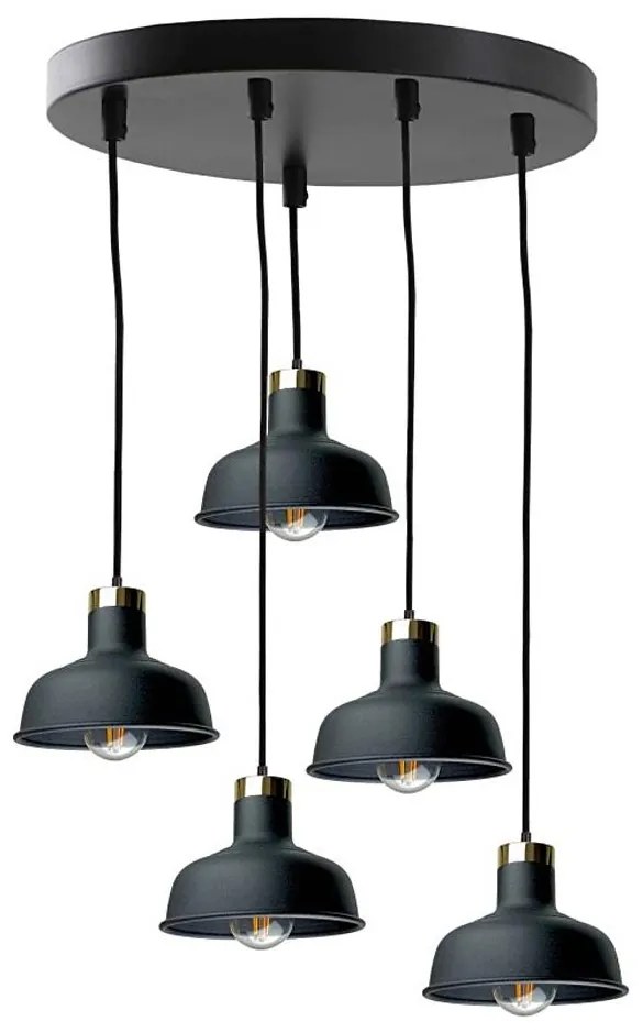 Lampadario a sospensione con filo HEBE 5xE27/60W/230V nero