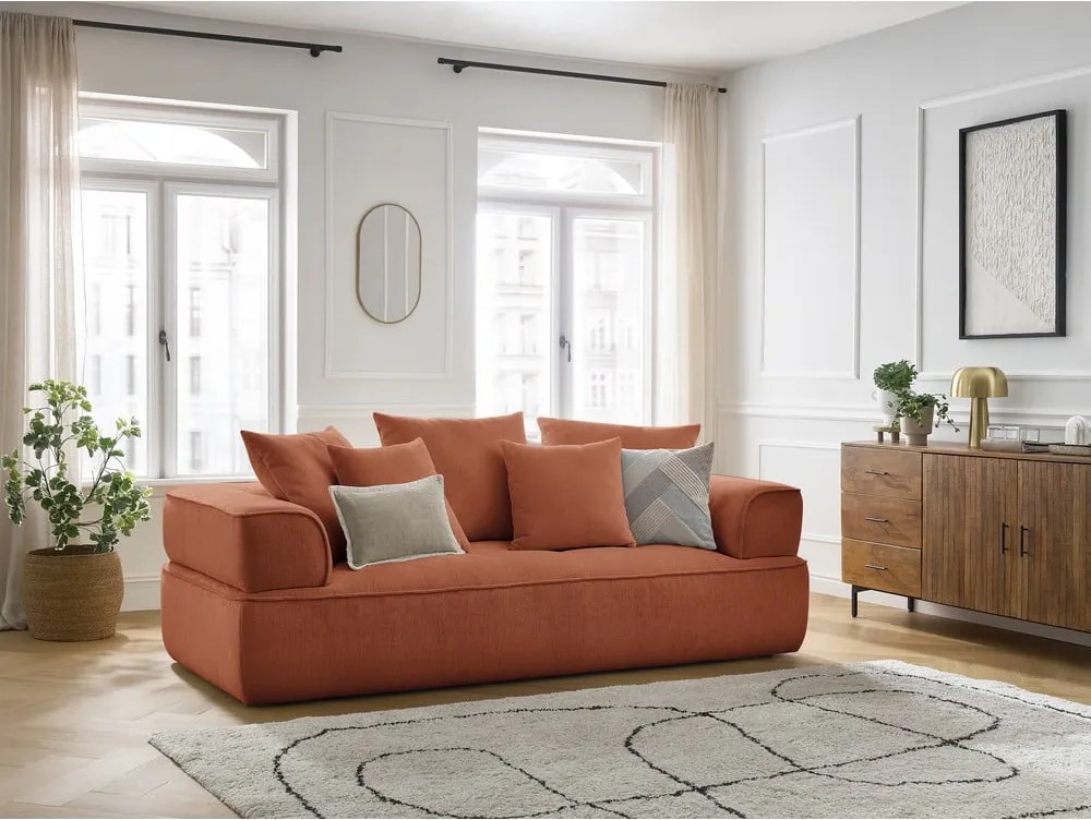Divano color terracotta con rivestimento in ciniglia 237 cm Whesley – Bobochic Paris