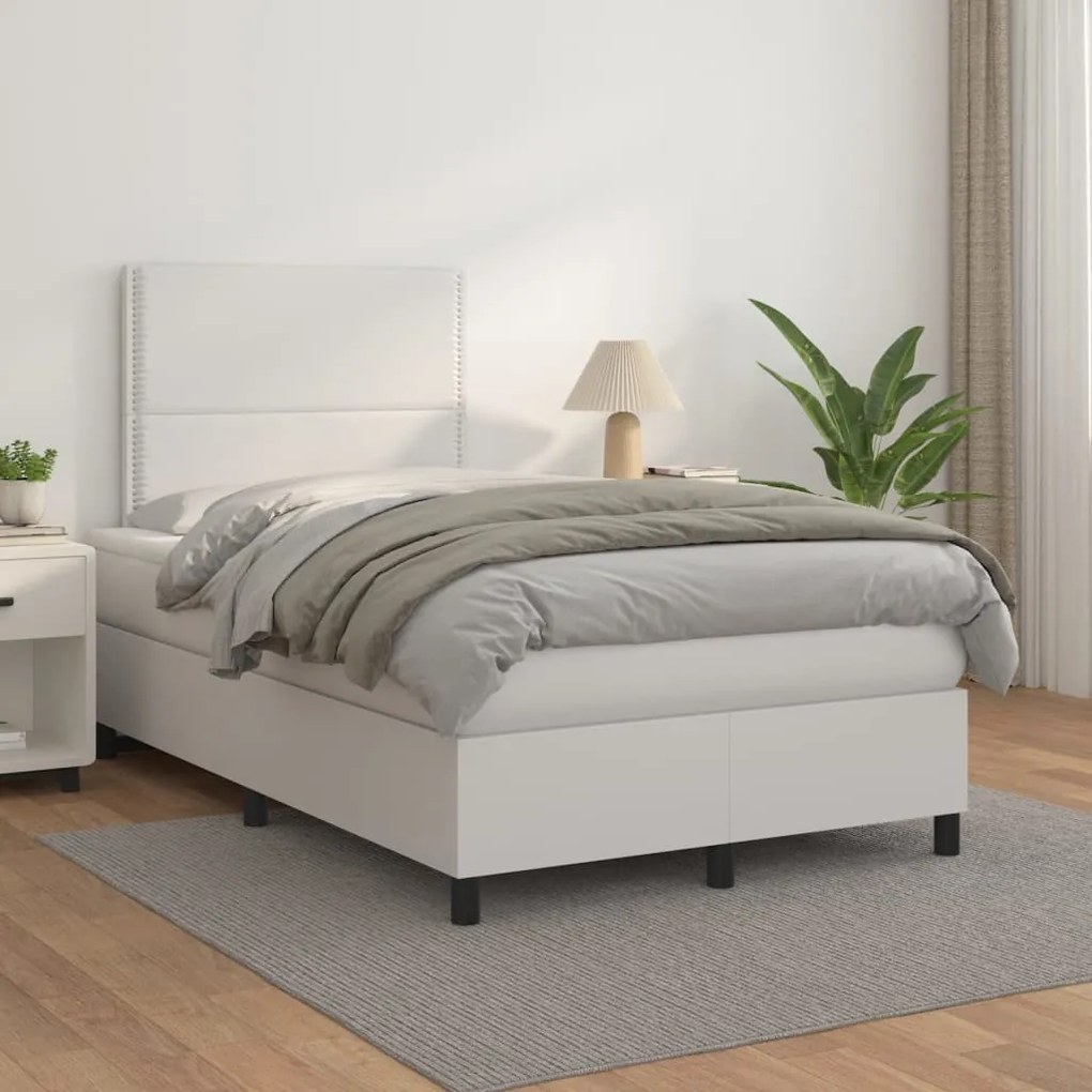 Giroletto A Molle Con Materasso Bianco 120x200 Cm İn Similpelle /