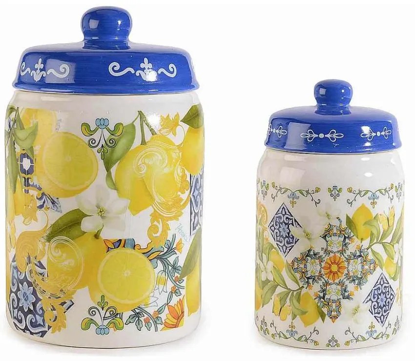 Set 2 pz Barattolo da Cucina in Ceramica - Maiolica Mediterranea