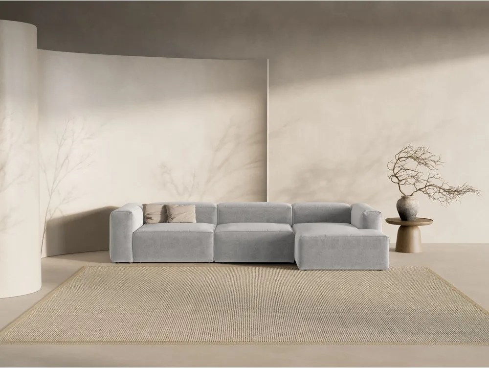 Divano angolare grigio chiaro (con penisola a destra/con chaise lounge) Bergamo – Cosmopolitan Design