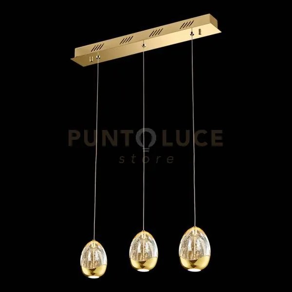 Sospensione led lineare a tre pendenti golden egg md13003023-3bgol oro