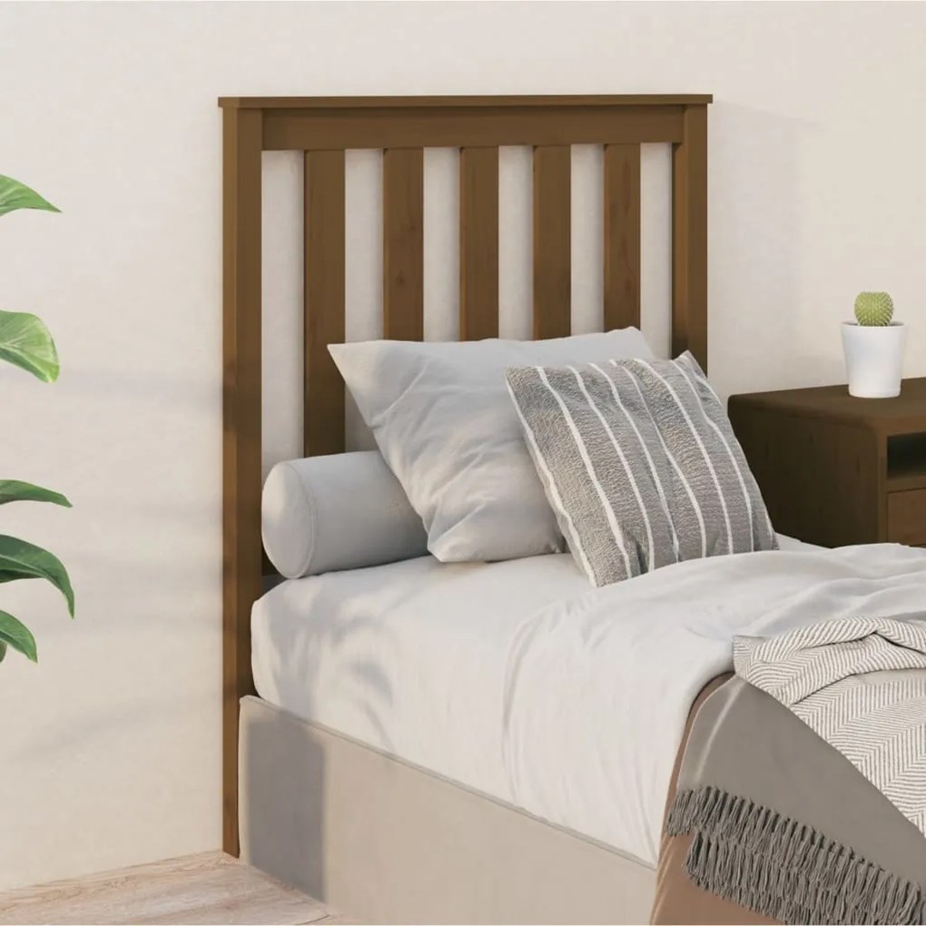 Testiera Per Letto Marrone Ambra 81x6x101 Cm İn Pino Massello /