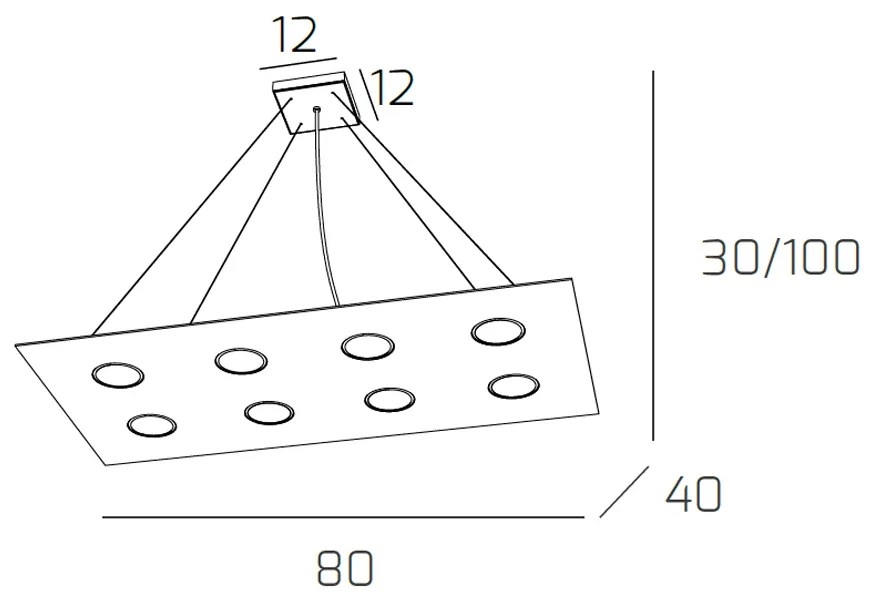 Sospensione Moderna Area Metallo Grigio Metallo 8 Luci Gx53