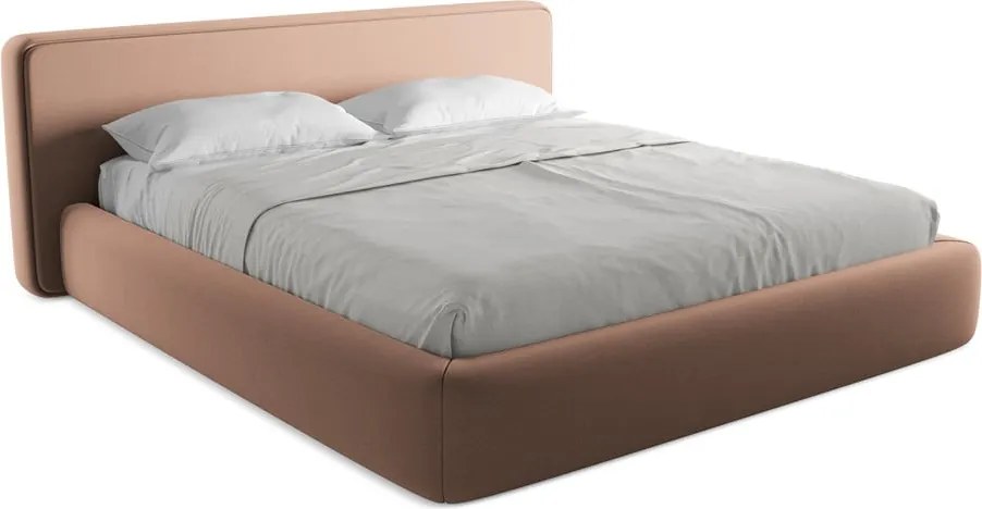 Letto matrimoniale imbottito rosa chiaro con contenitore con griglia 180x200 cm Kiana - Makamii