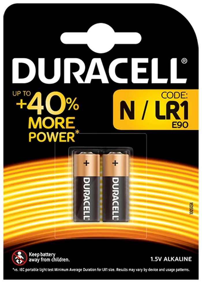 Batteria Duracell 1,5V N / LR1 Litio confezione da 2 pile