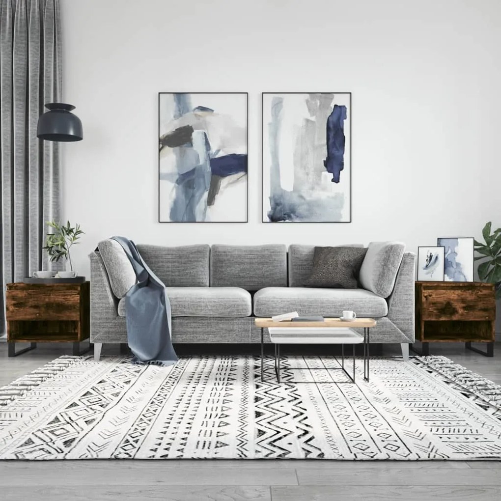 Tavolini Salotto 2pz Rovere Fumo 50x46x50 Cm Legno Multistrato /