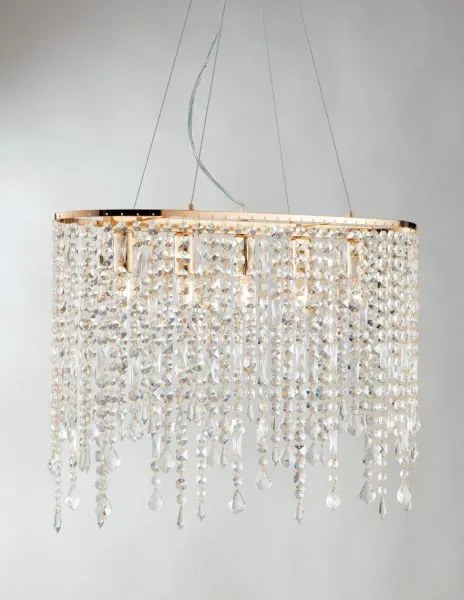 Lampadario a sospensione breeze oro  e cristalli k9 5 luci attacco ...