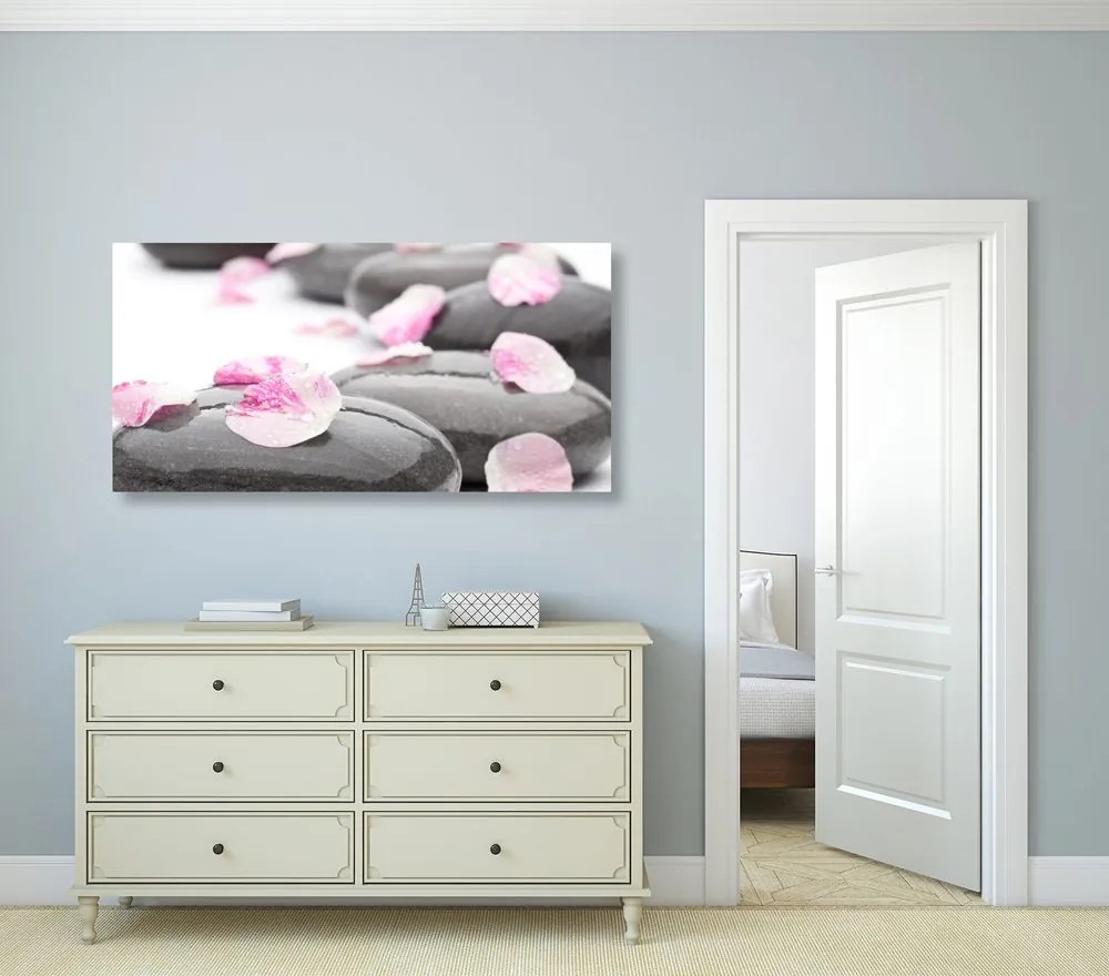 Quadro su tela – Pietre wellness con petali
