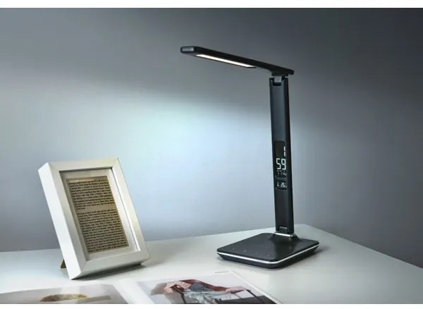 Immax 08930L - LED Lampada da tavolo dimmerabile con display KINGFISHER LED/9W/230V/12V nero