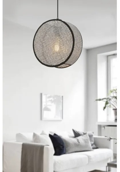 Lampadario a cavo BIG DRUM 1xE27/60W/230V grigio/nero