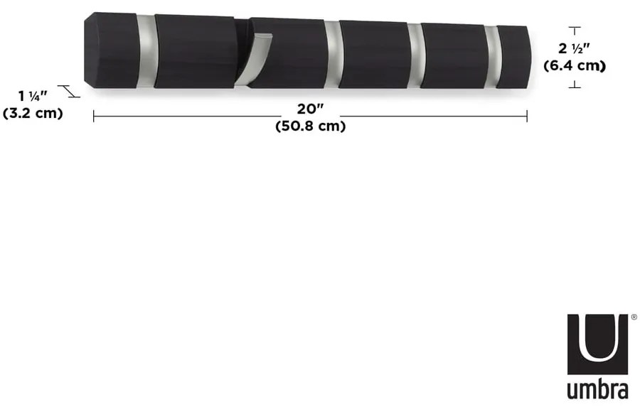 Appendiabiti da parete grigio in legno di pioppo Flip - Umbra