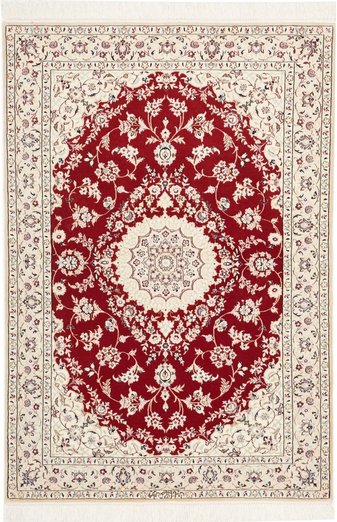 Nain Tappeto persiano 100x140 Rosso (Iran) Annodato A Mano