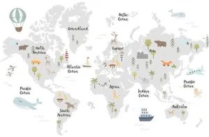 Carta da parati - Minimalist Map for Childrens Room Standard 400x280