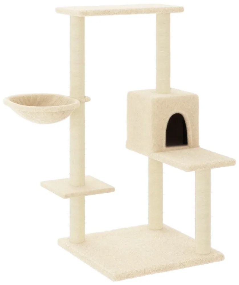 Albero per gatti con tiragraffi in sisal crema 95 cm