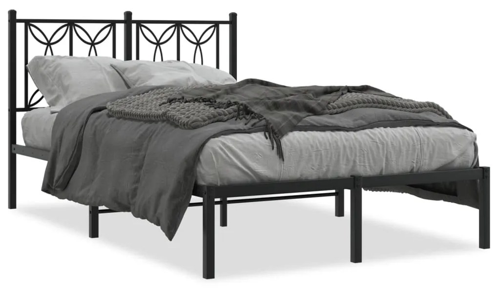 Giroletto Con Testiera İn Metallo Nero 120x190 Cm /