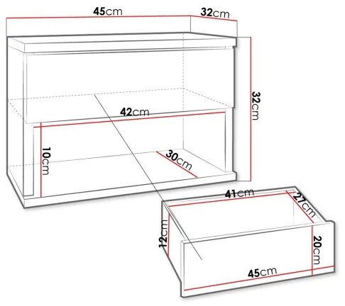 Comodino NECE 32x45 cm nero
