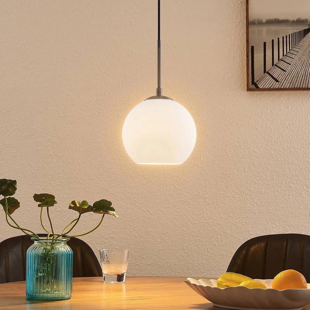 Lampada a sospensione Jurian Lindby, dimmerabile, Bianco / Opale, Soggiorno / Sala da pranzo, Metallo, Moderno, Lampada a sospensione