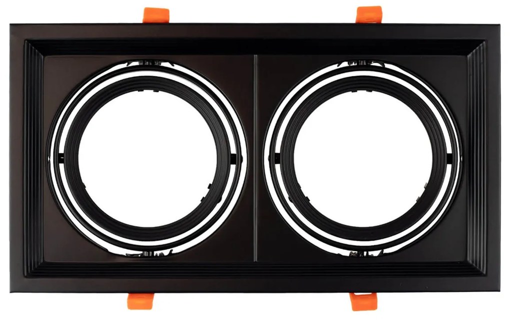 Faro da Incasso Orientabile Nero - 2 lampade AR111 Foro 315x163mm