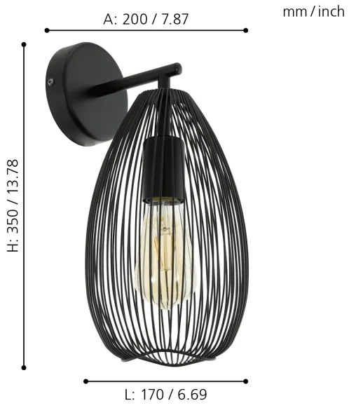 Eglo 49143 - Applique CLEVEDON 1xE27/60W/230V