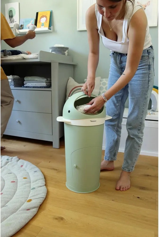 Cestino in plastica verde per pannolini 25 l Whale - Kindsgut