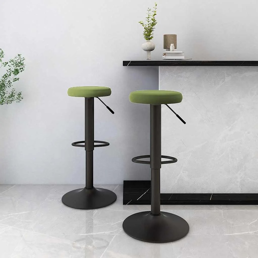 Sgabelli Da Bar 2 Pz Verde Chiaro İn Velluto /